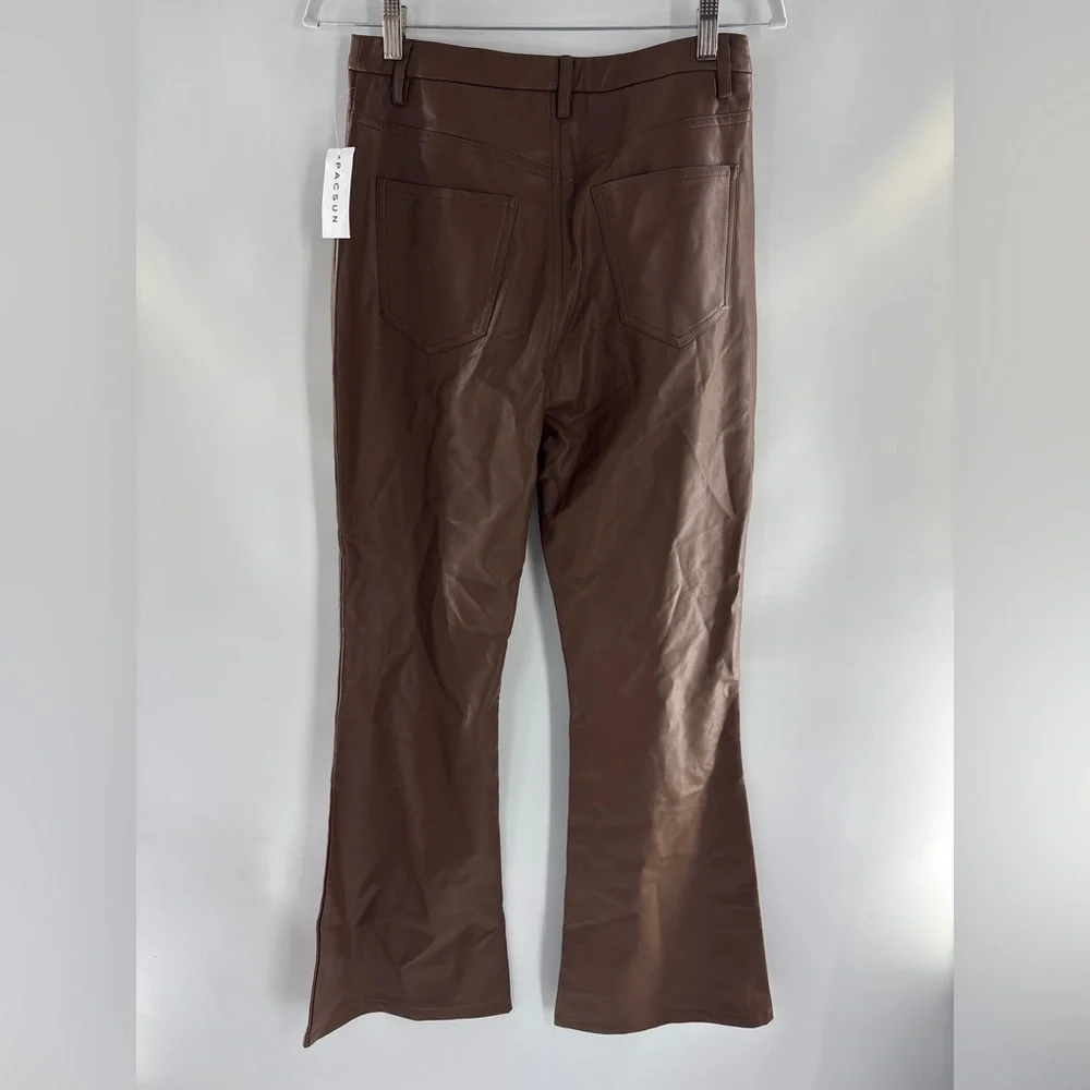 PacSun Brown Leather Flare Pants - Picture 9 of 14